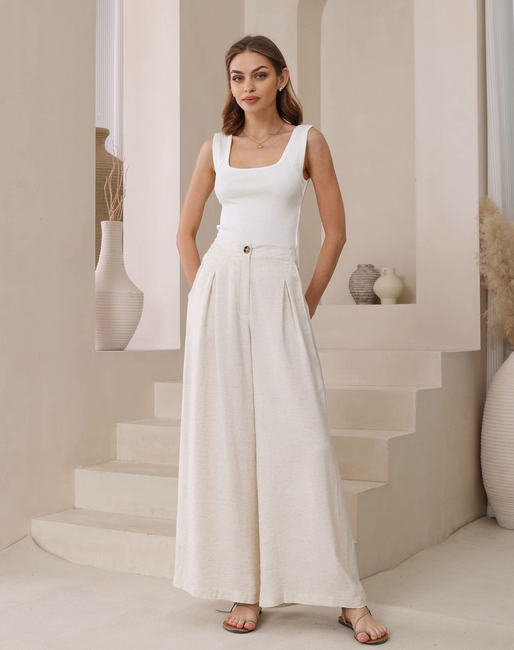 Beige Linen Pants