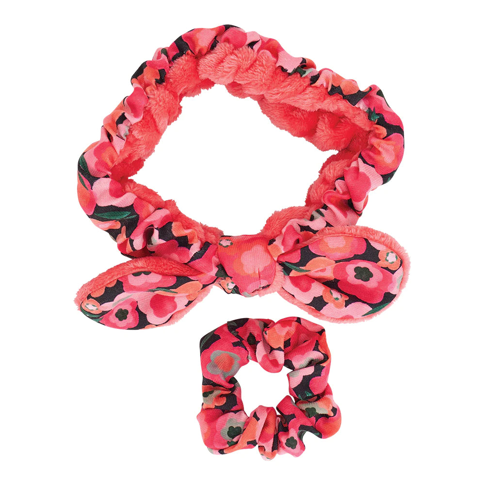 Headband & Scrunchie Set - Midnight Blooms