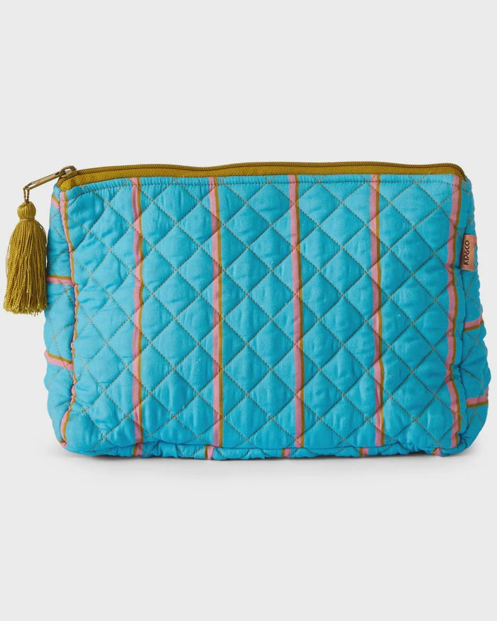 Aegean Stripe Quilted Cotton Toiletry Purse