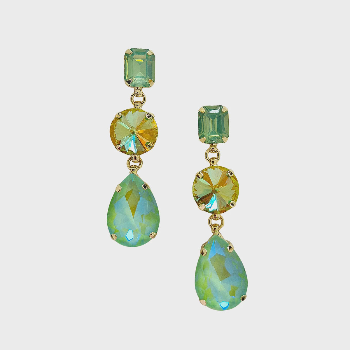 Statement Gem Earring - Green Drop Dangle