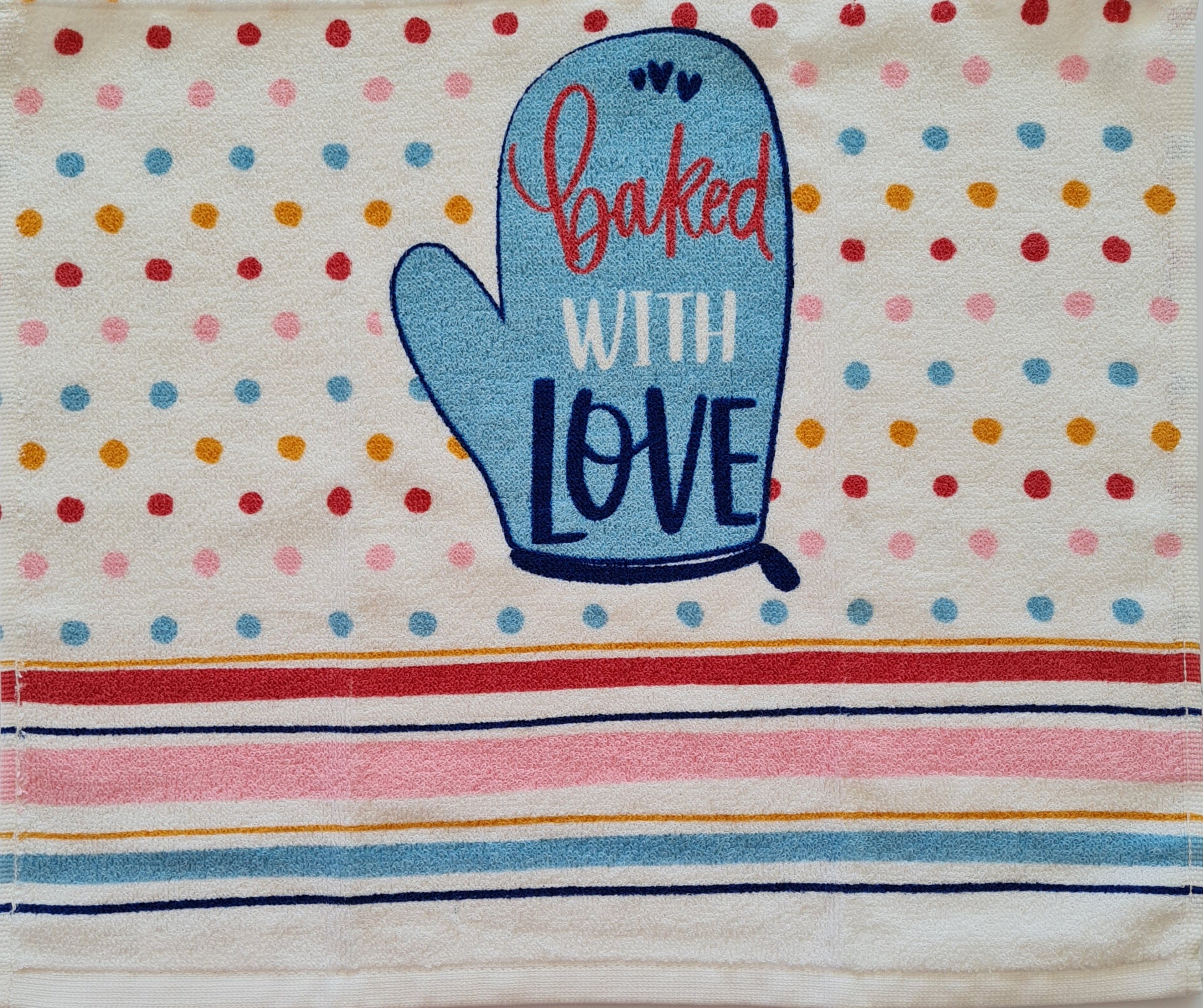 Crochet topped hanging kitchen hand towel - Baked With Love