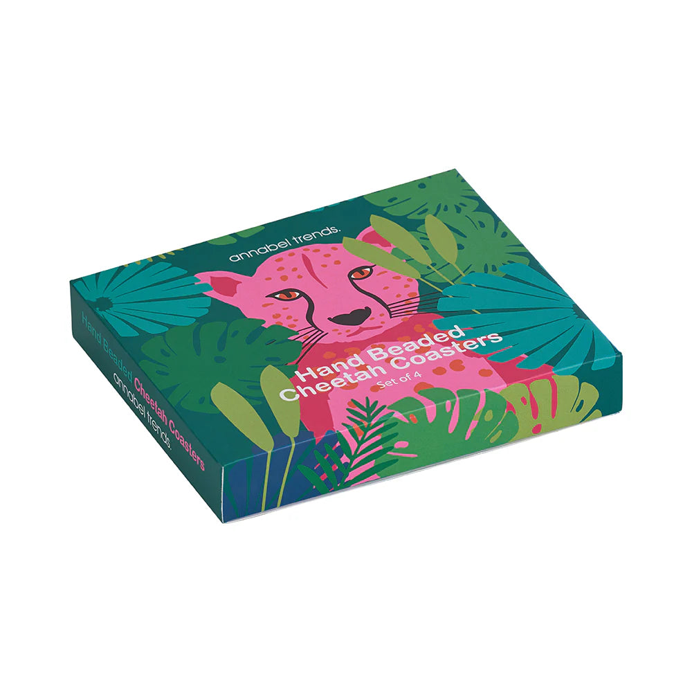 Cheetah Beaded Coasters - Set of 4