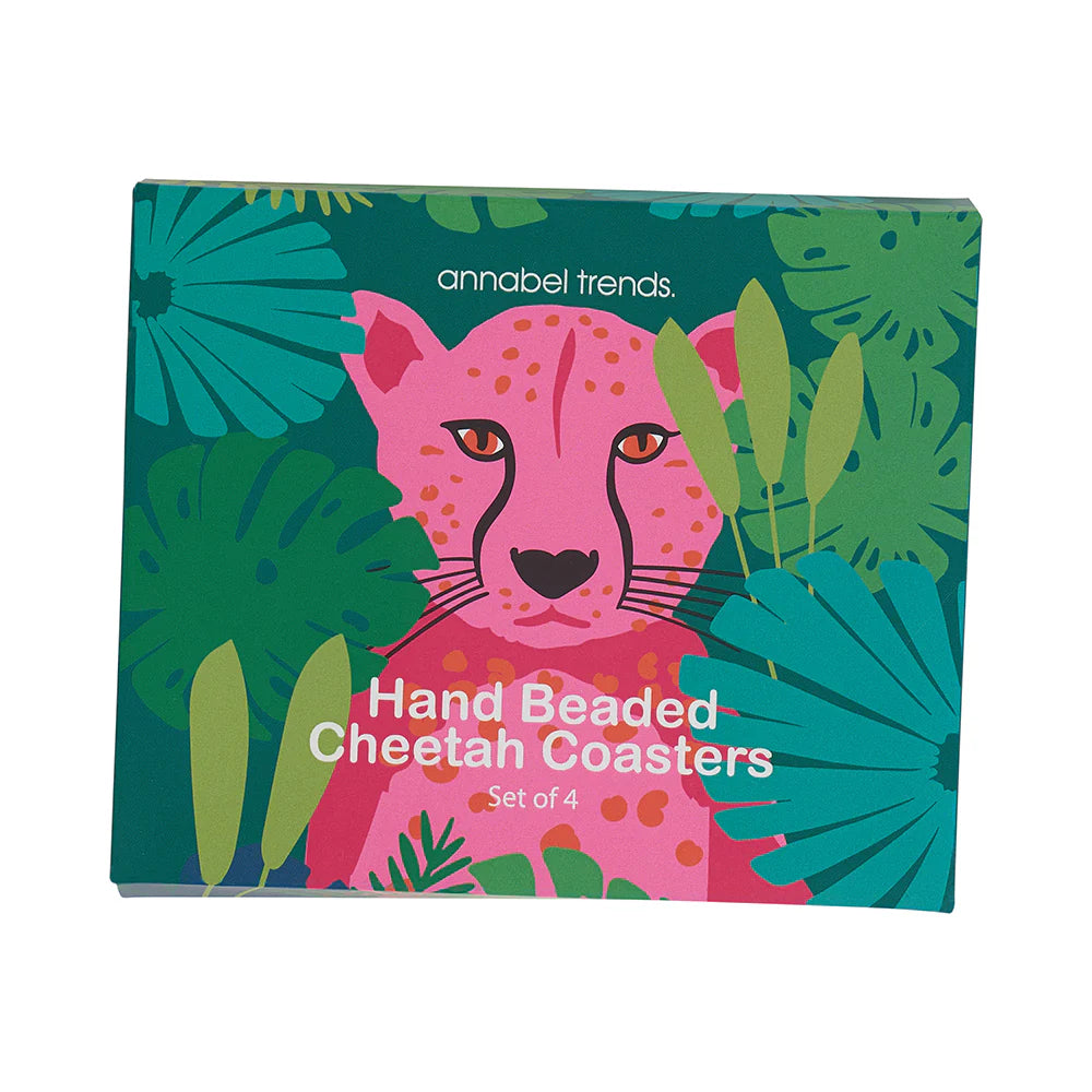 Cheetah Beaded Coasters - Set of 4