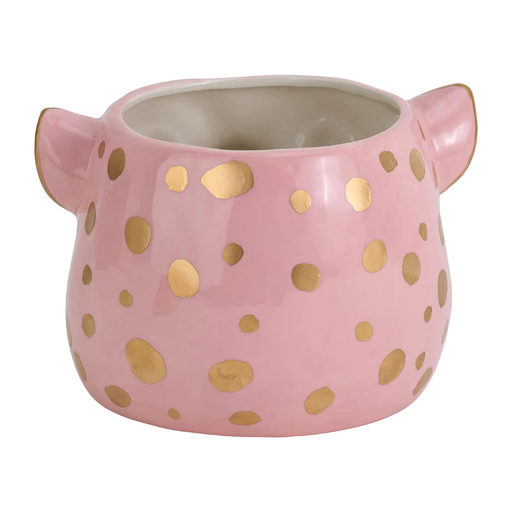 Cheetah Head Ceramic Planter