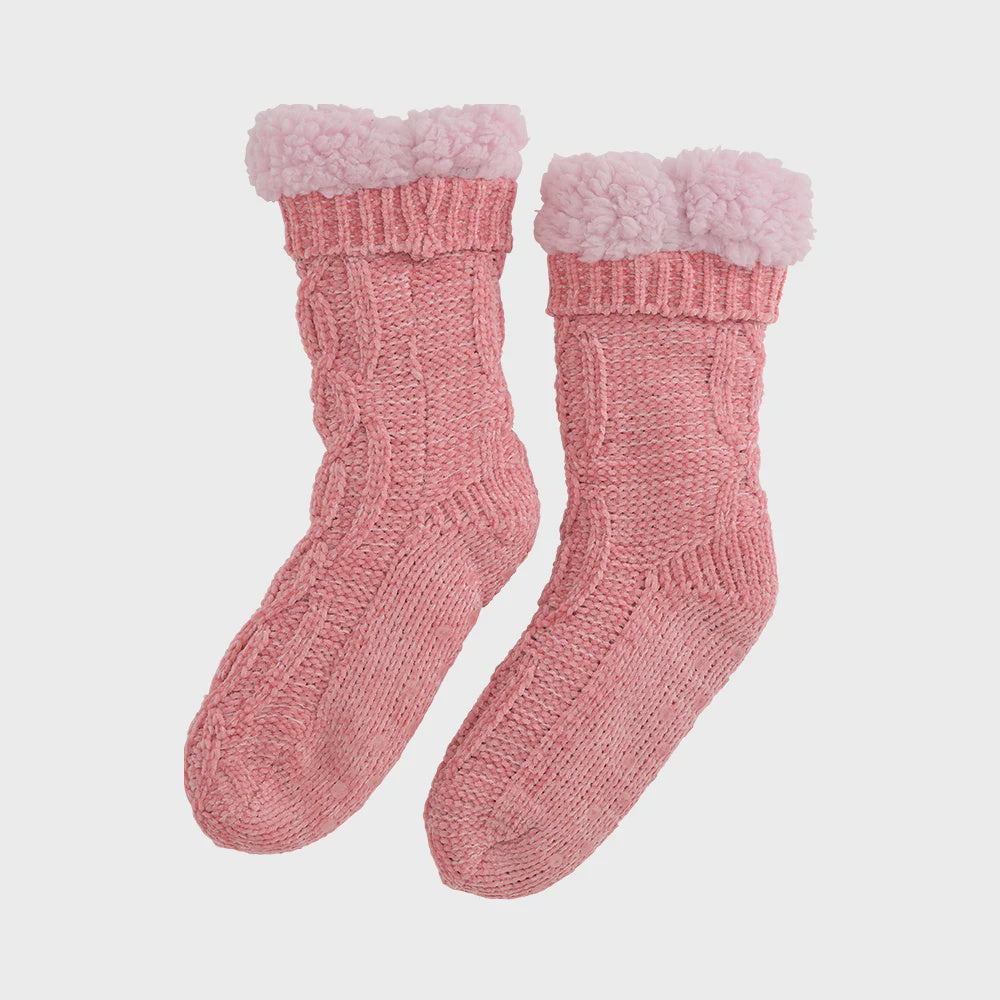 Chenille Lounge Socks - Shell Pink