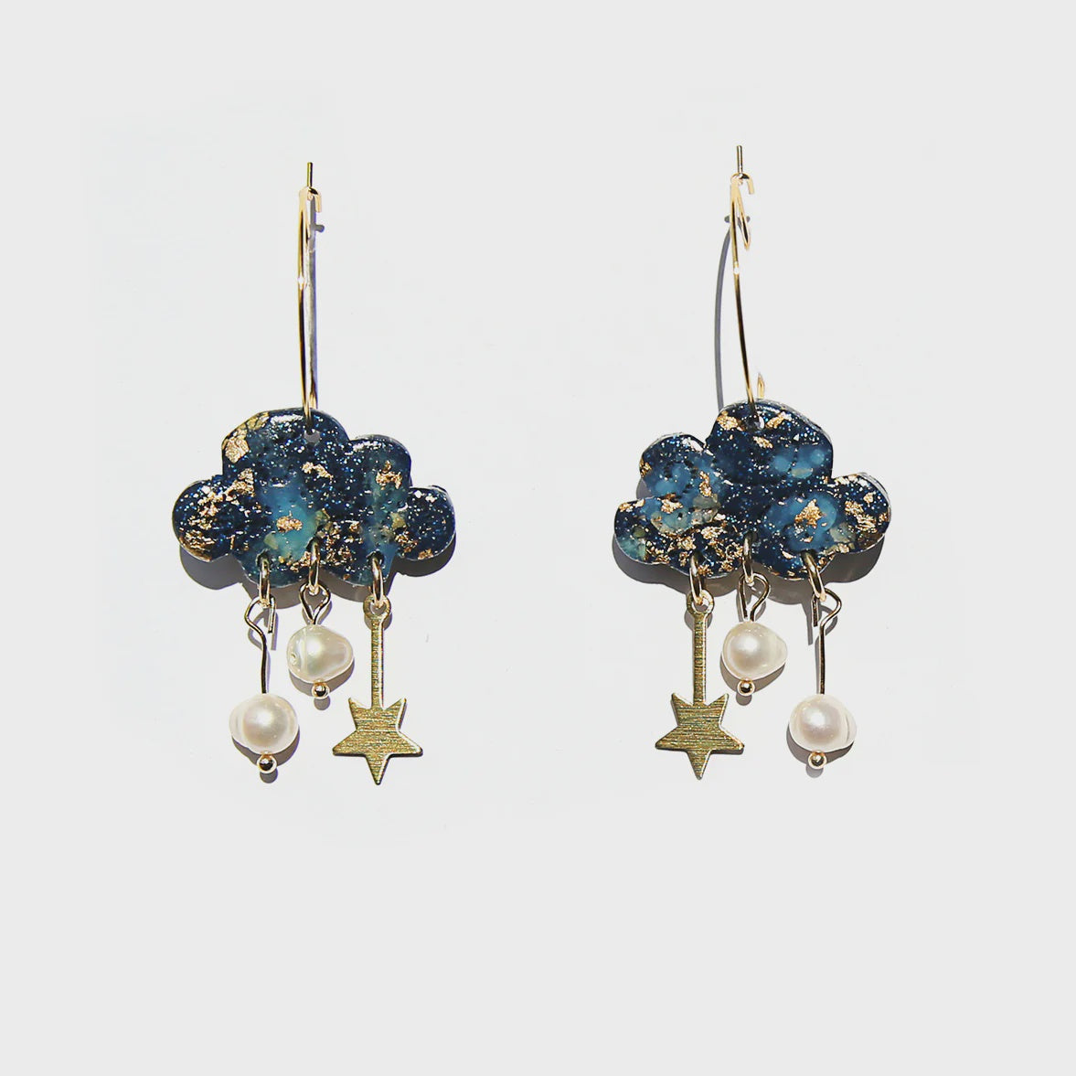 Navy Cloud Dream Hoop Earrings