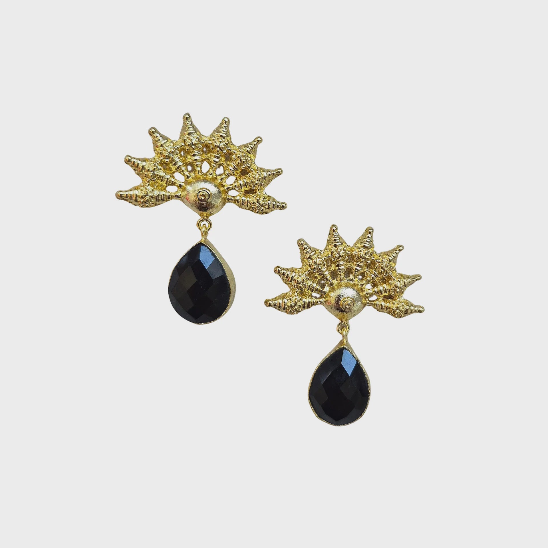 Black & Gold Natural Stone Earrings