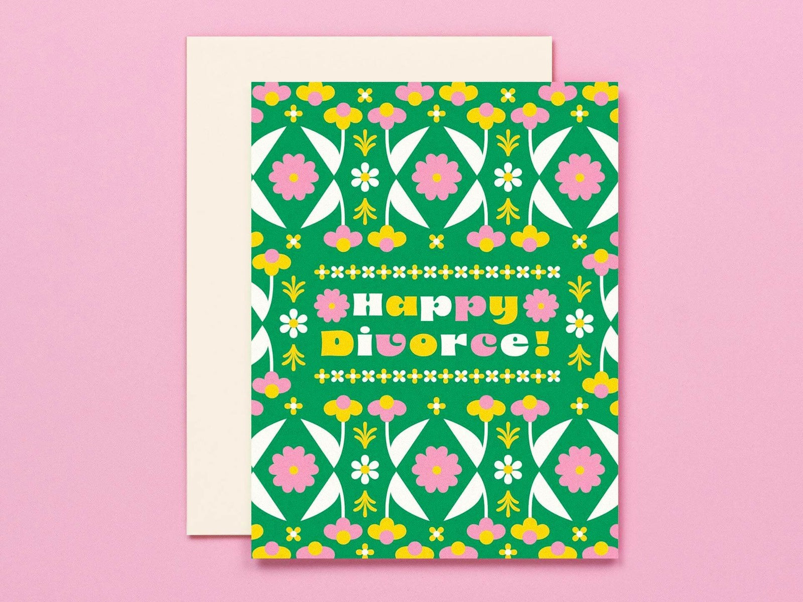 Folksy Retro Floral Happy Divorce Card