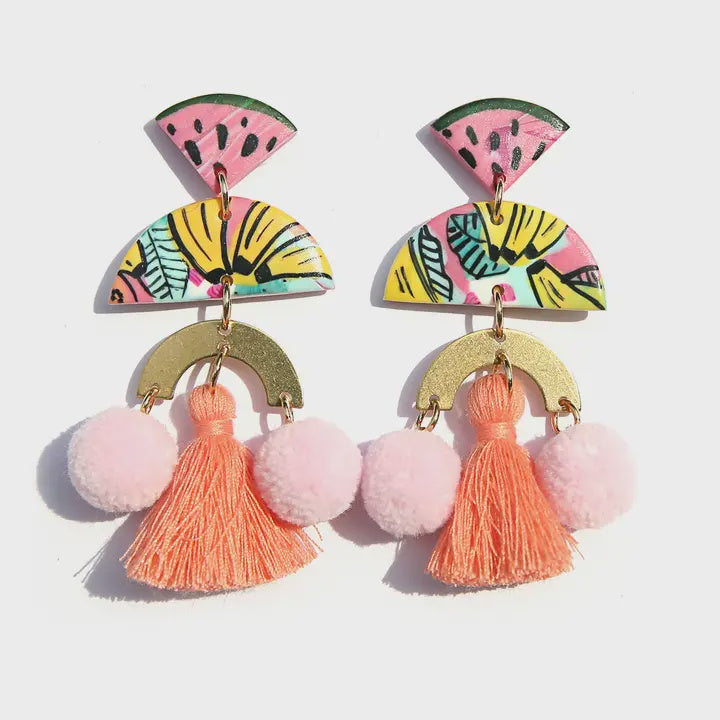 Fruity Pom Pom Earrings