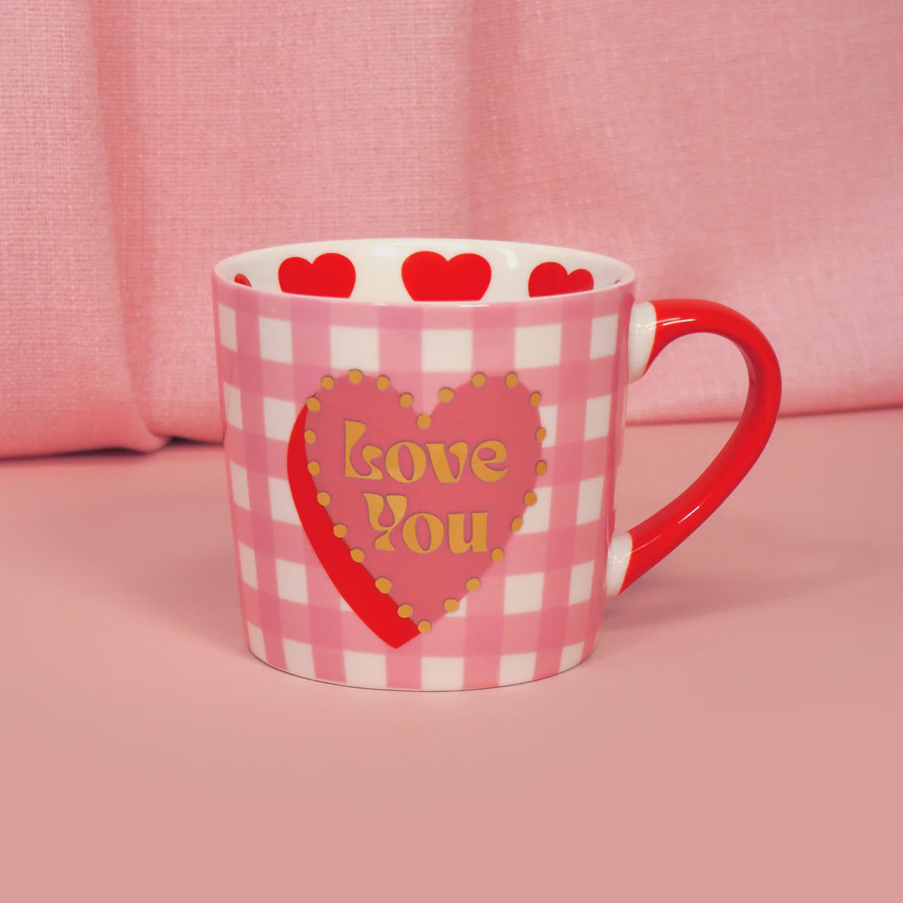 Gingham Love You Heart Mug