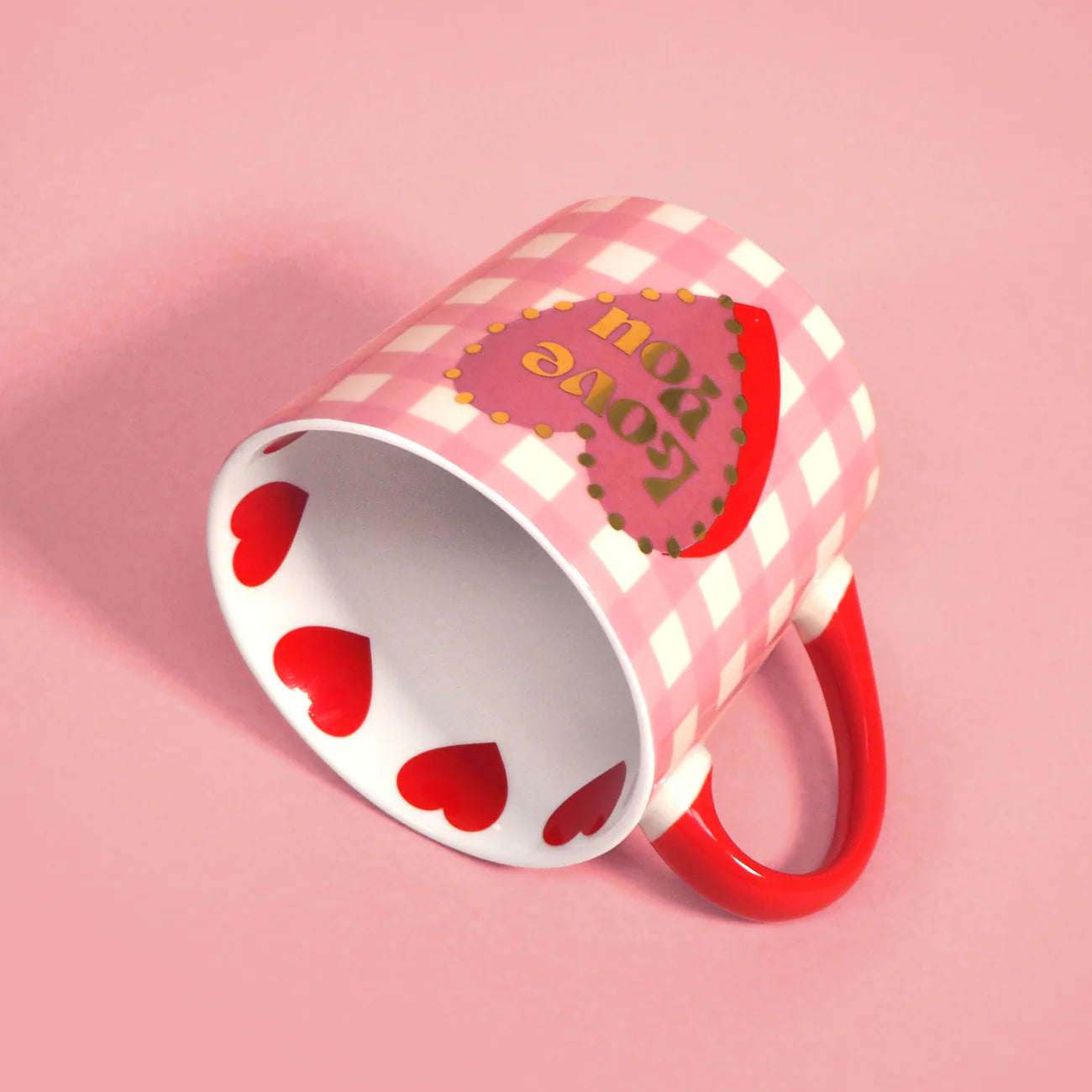 Gingham Love You Heart Mug