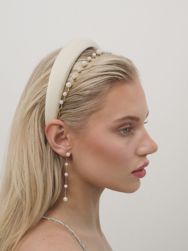 Off-White Satin Padded Headband