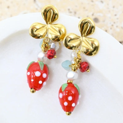 Strawberry Ceramic Earrings