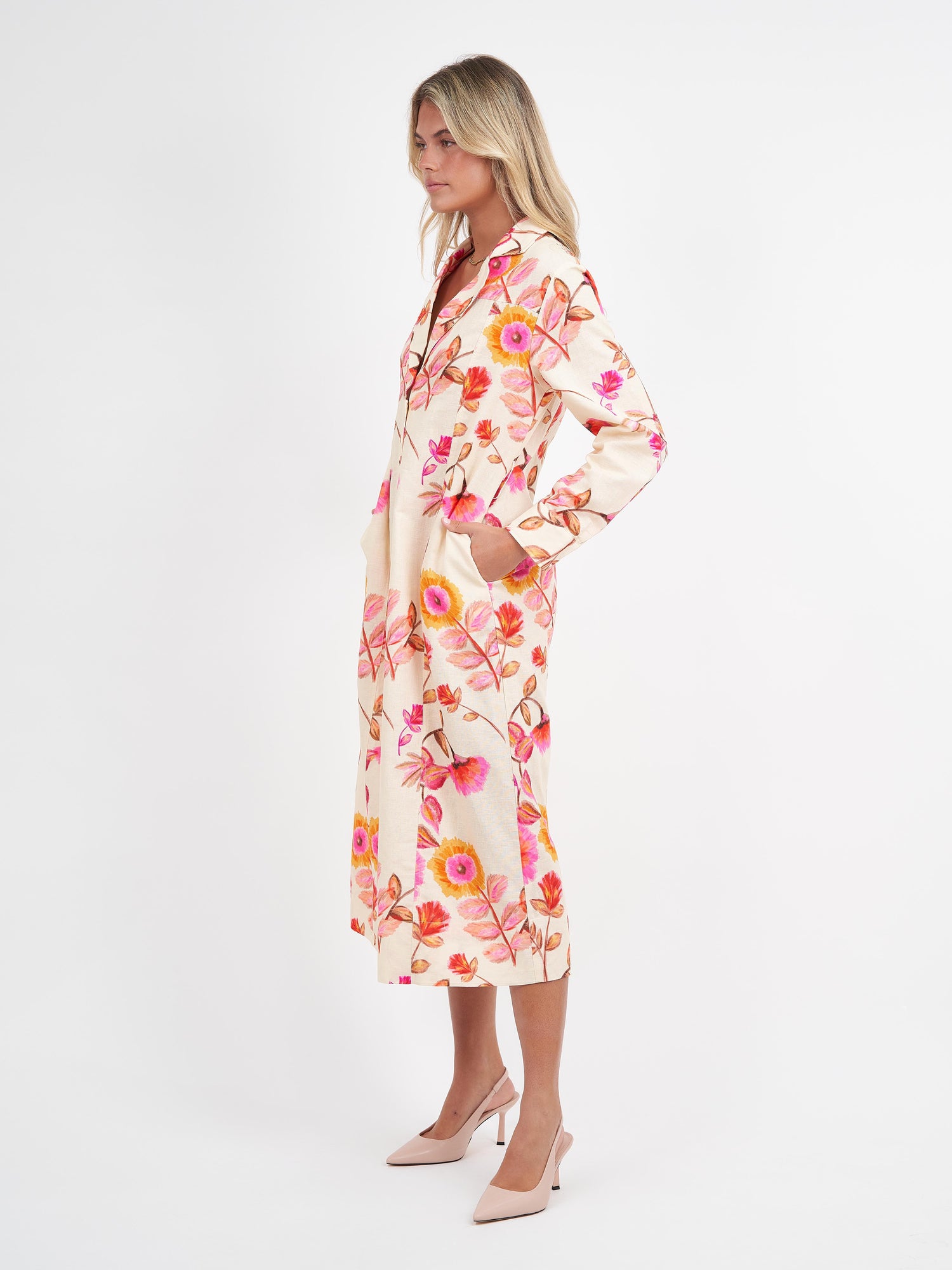 Autumn Floral Print Label Dress