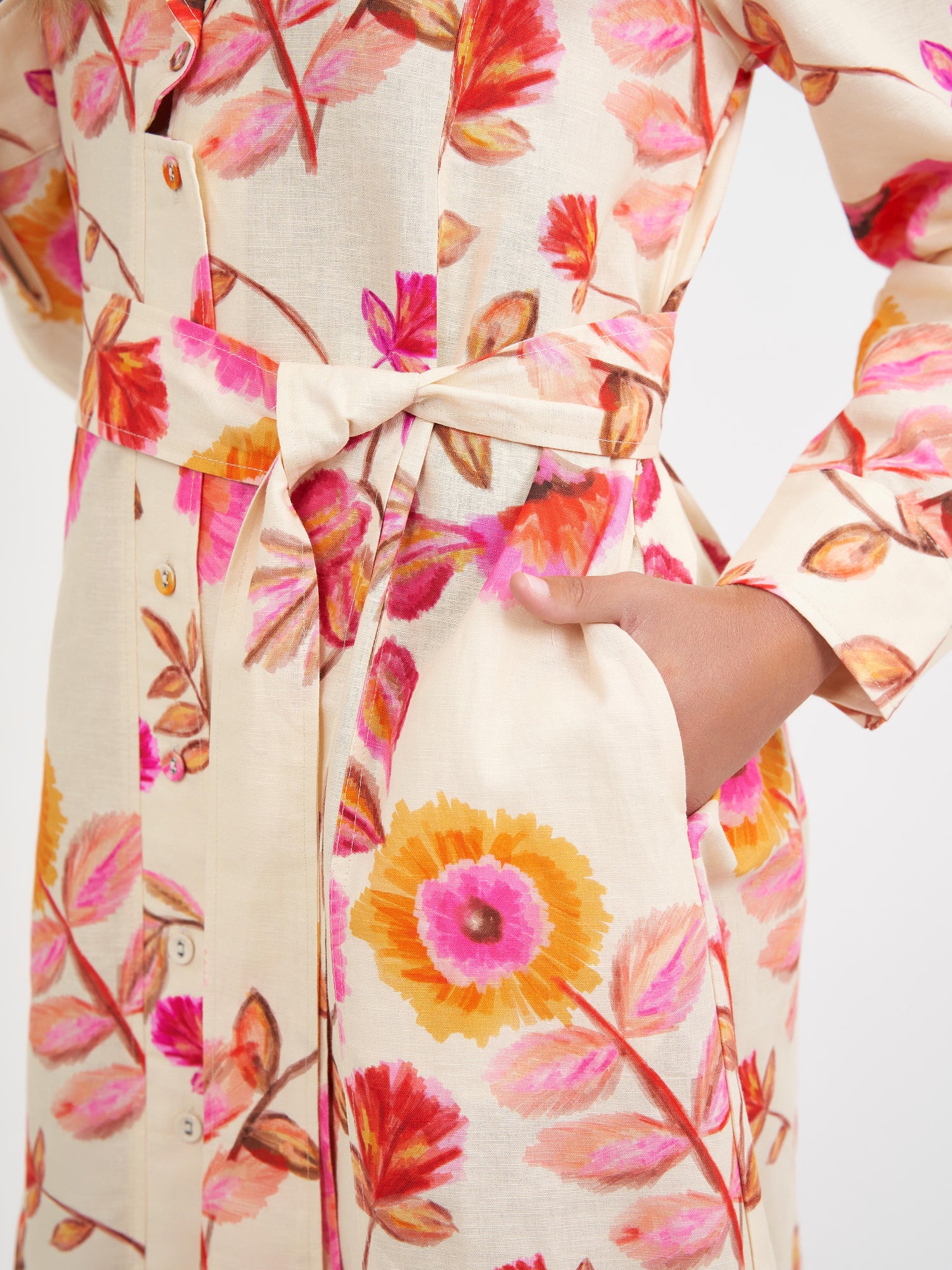 Autumn Floral Print Label Dress