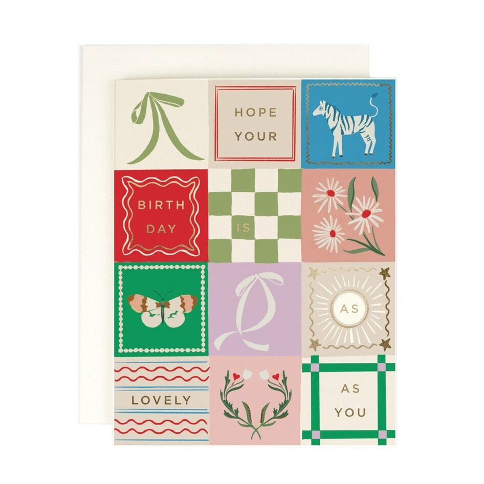 Lovely As You Patchwork Birthday Greeting Card
