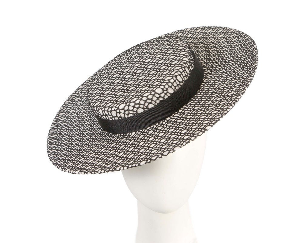 White Black Boater Hat