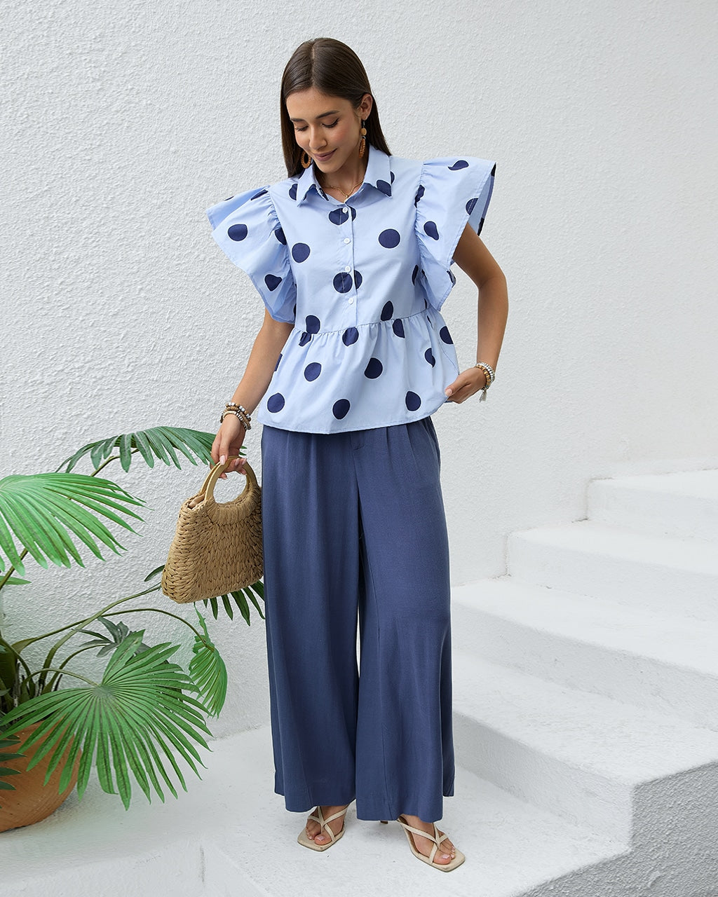Blue Polka Dot Shirt