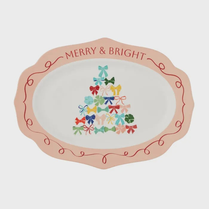 Merry & Bright Bow Tree Platter