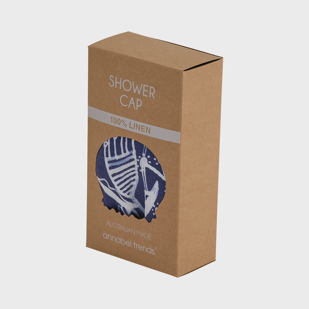 Linen Shower Cap - Navy Natives