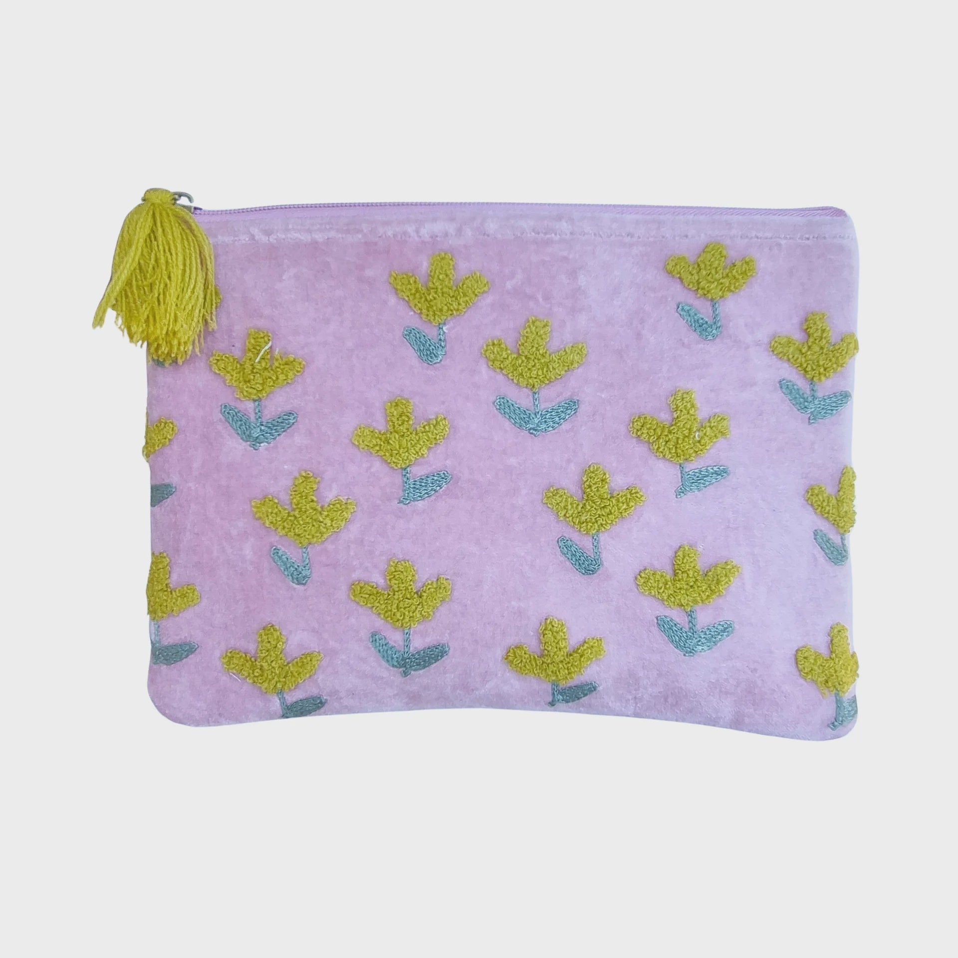 Pink Wattle Velvet Clutch