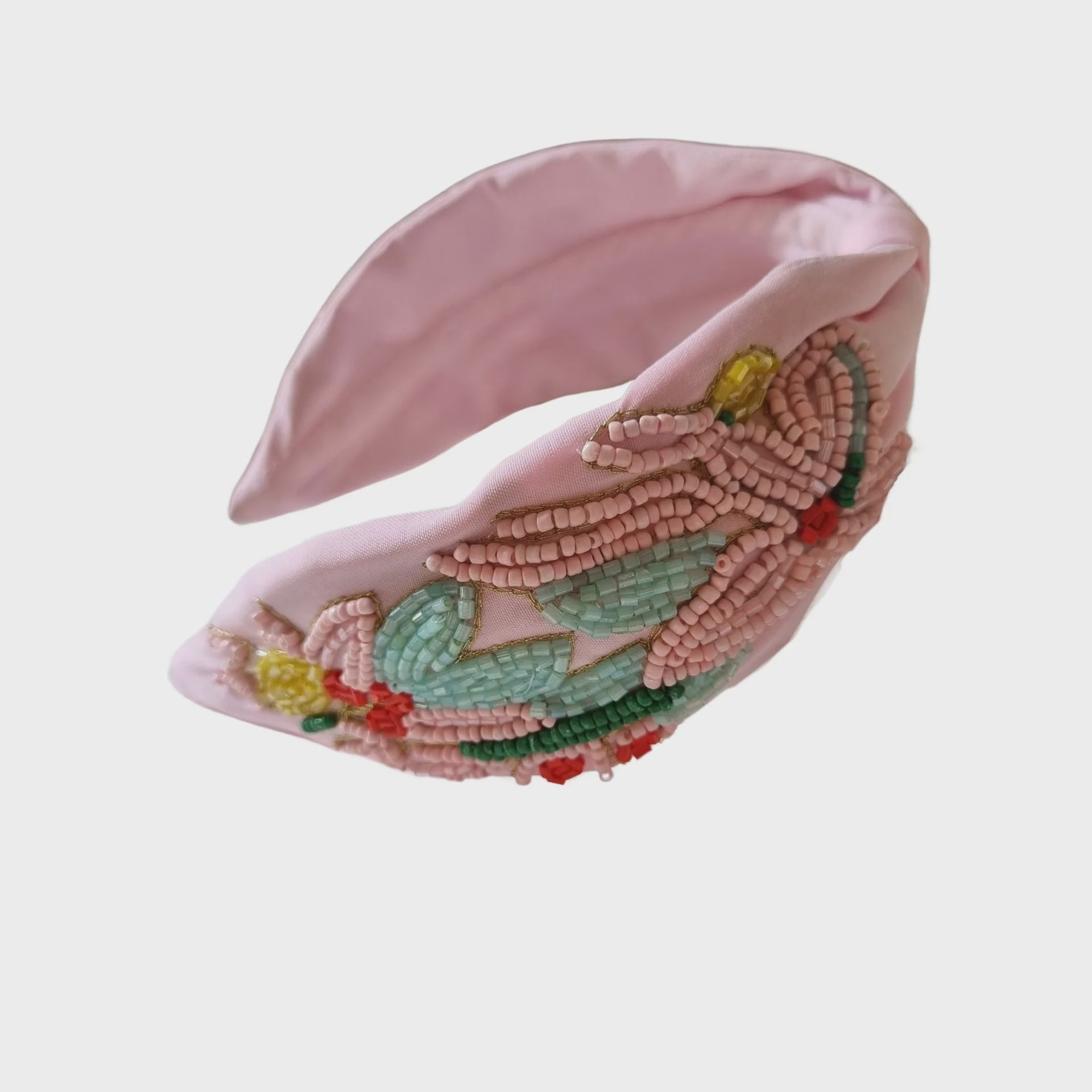 Pink Floral Beaded Headband