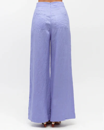 Periwinkle Flat Front Linen Pants