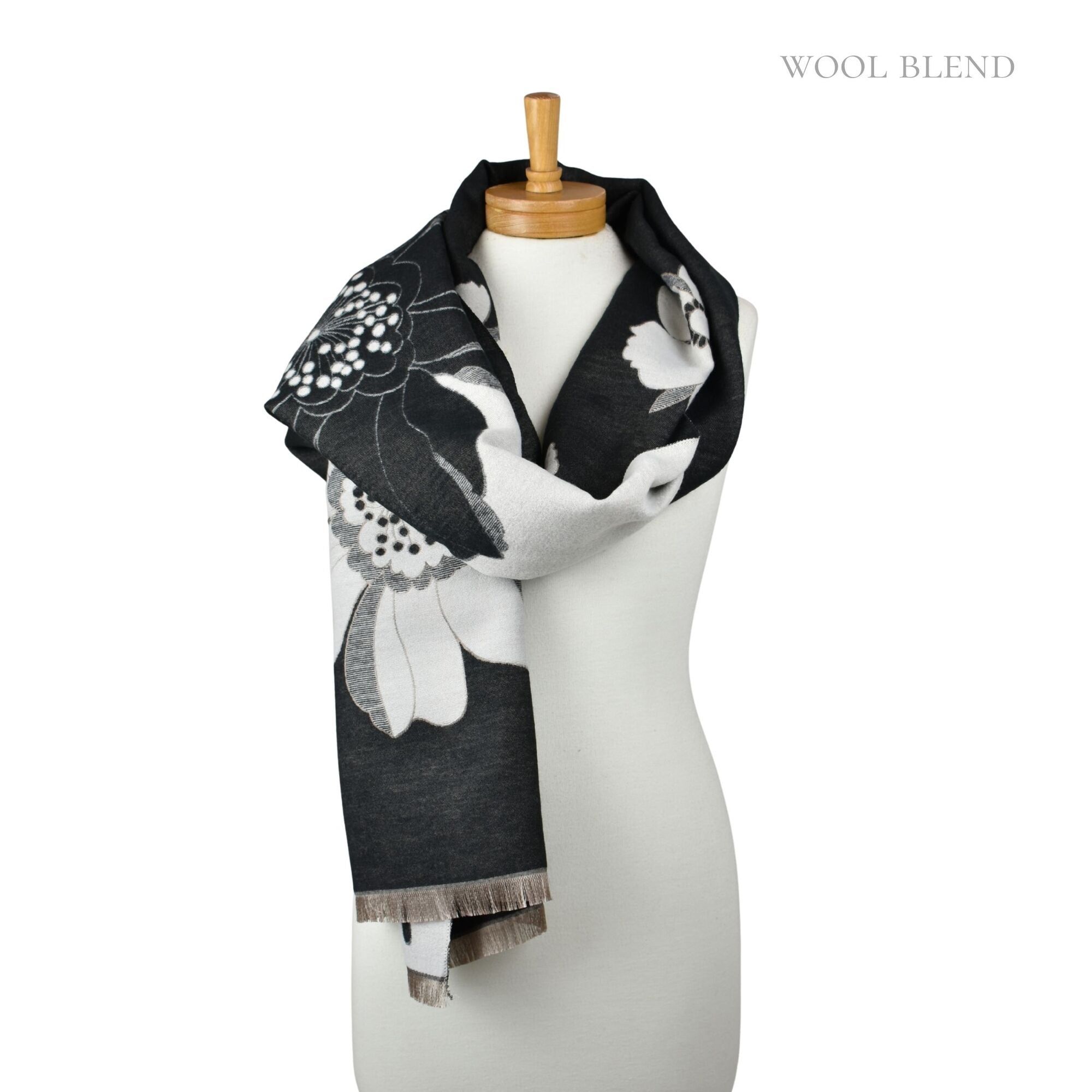 Reversible Floral Scarf - Black