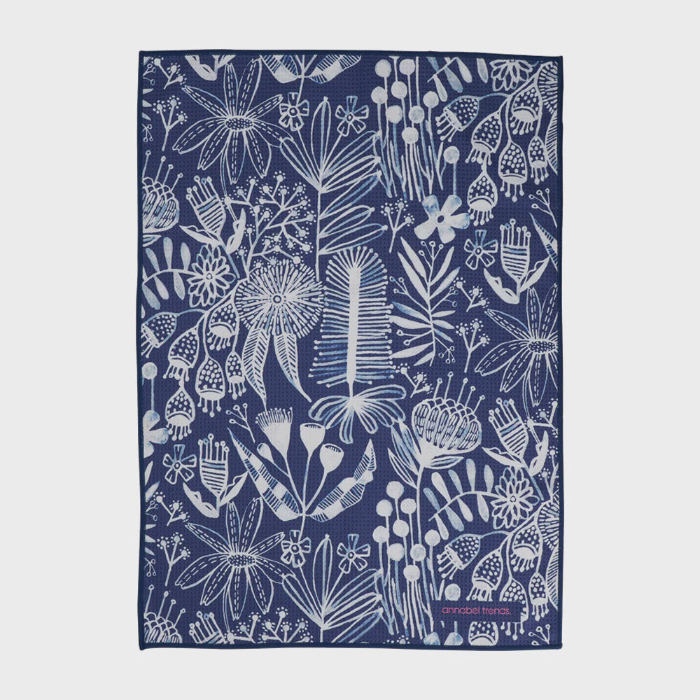 Microfibre Tea Towel - Navy Native