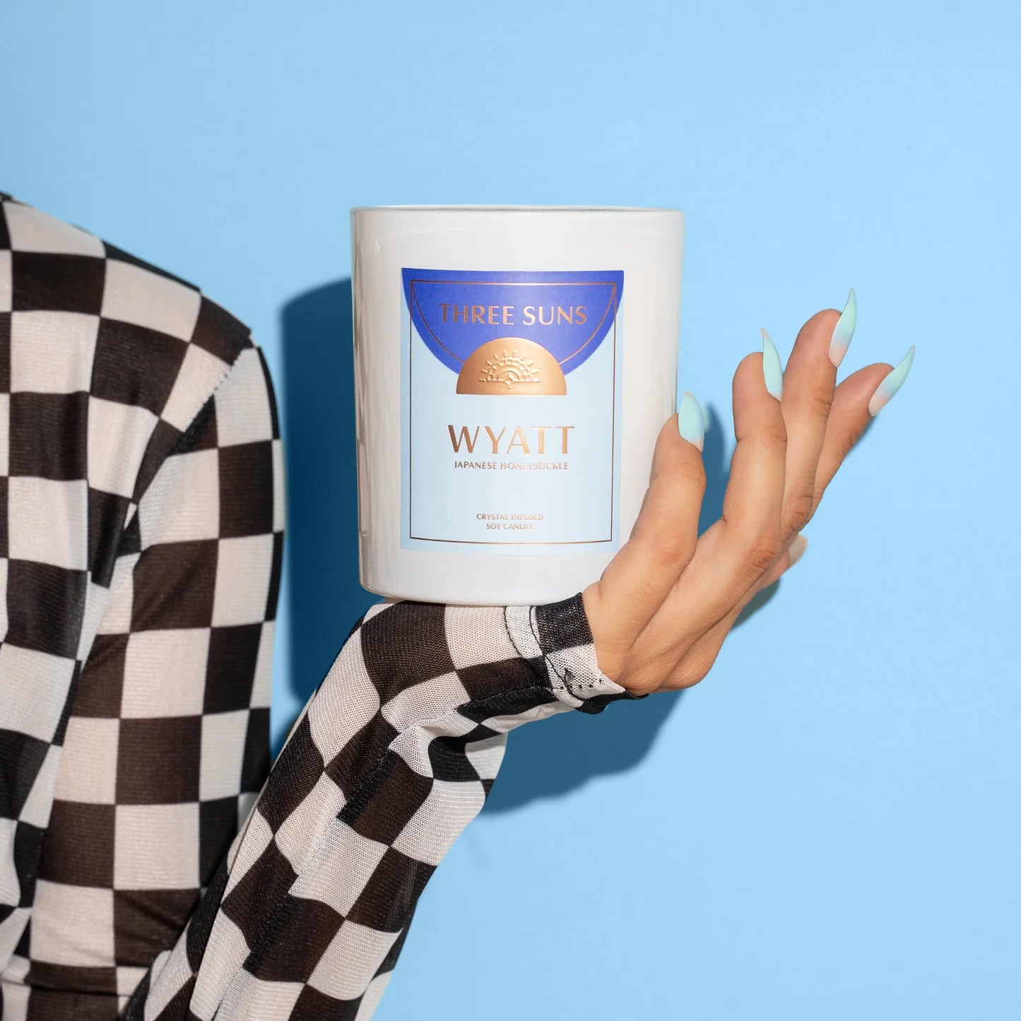 Three Suns Crystal Candle - Wyatt - Japanese Honeysuckle