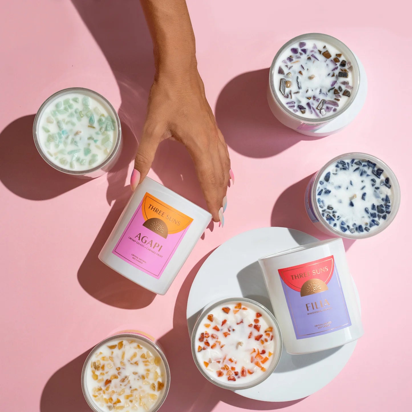 Three Suns Crystal Candle - A&