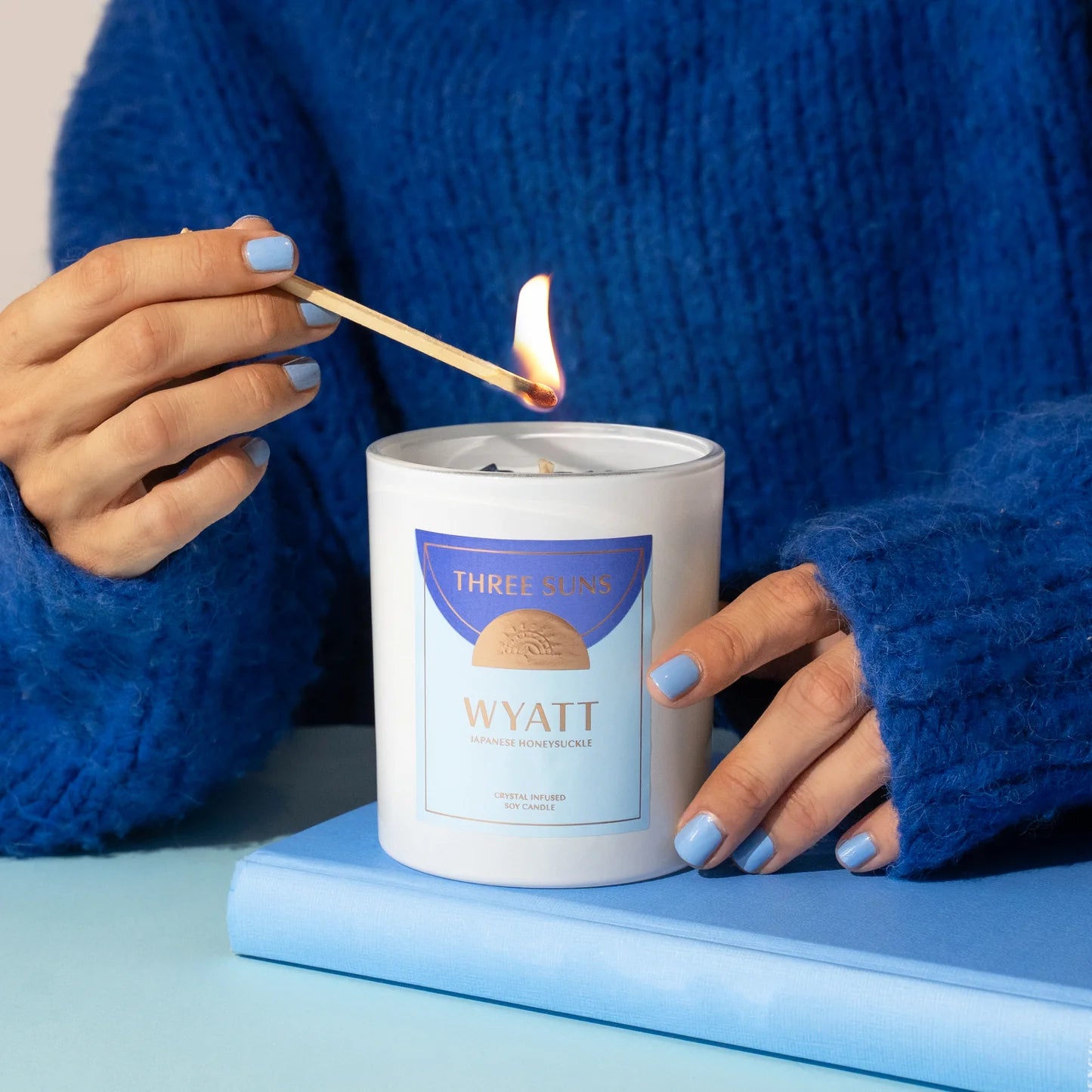 Three Suns Crystal Candle - Wyatt - Japanese Honeysuckle