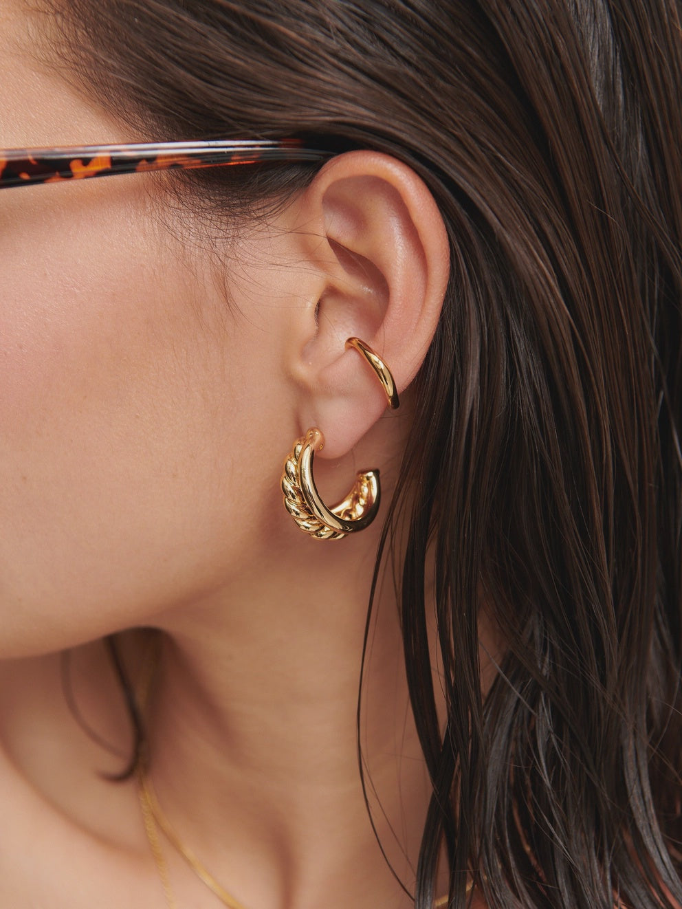 Triple Twisted Gold Plated Earnings