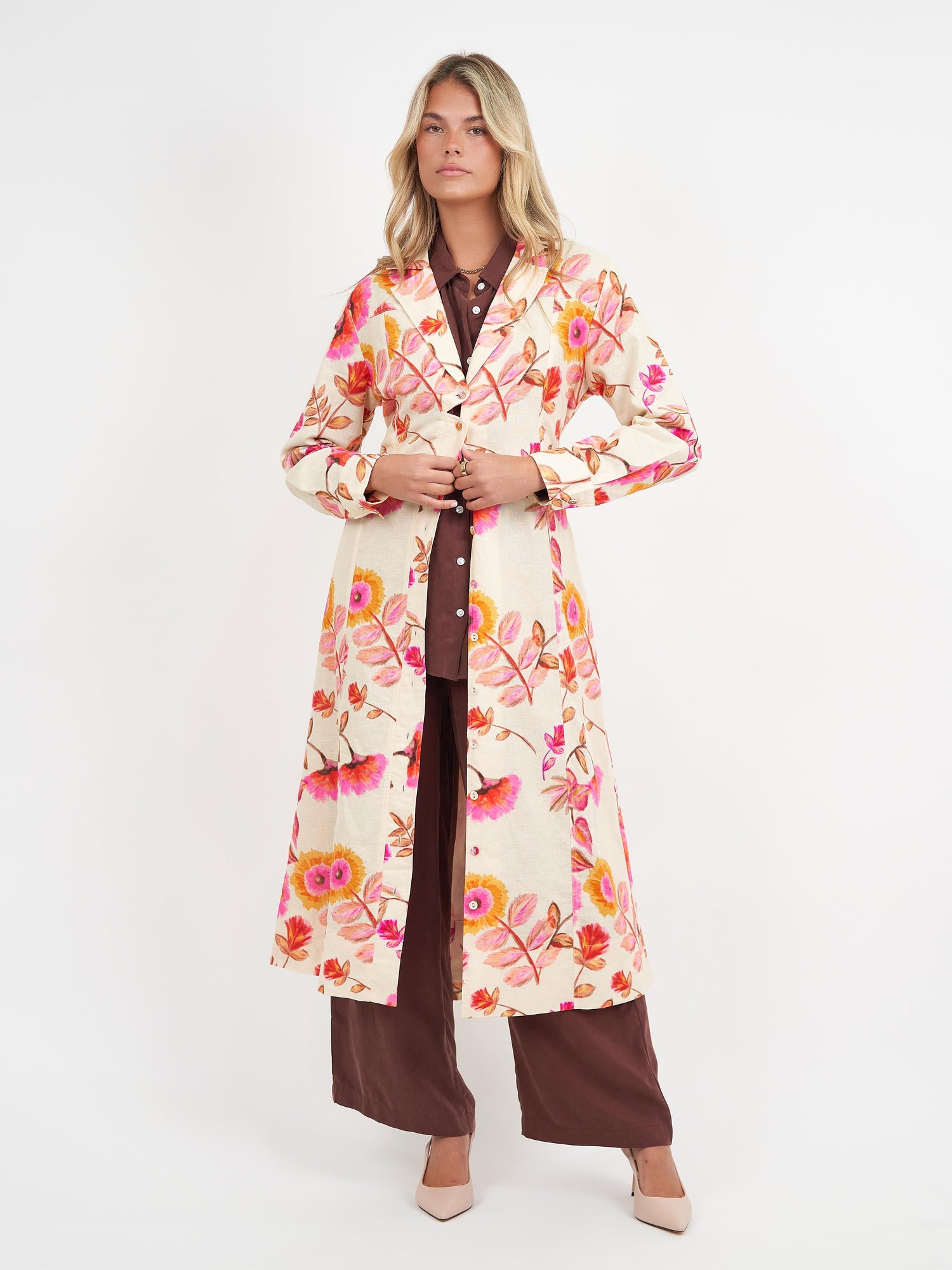 Autumn Floral Print Label Dress