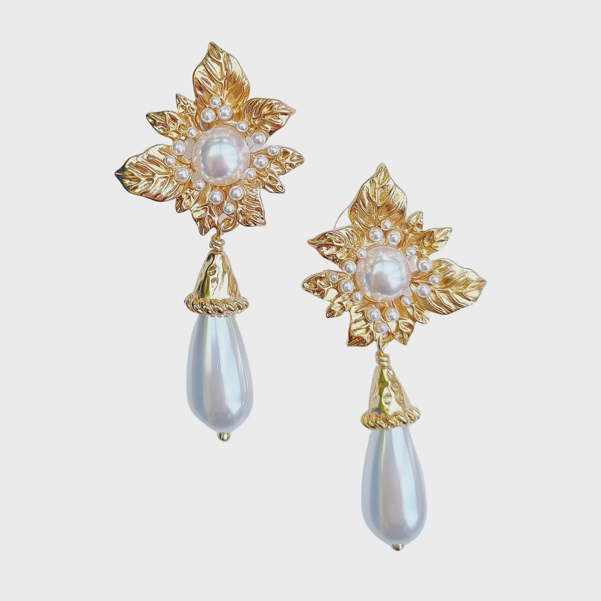 Ambrosia Flower Pearl Drop Earrings