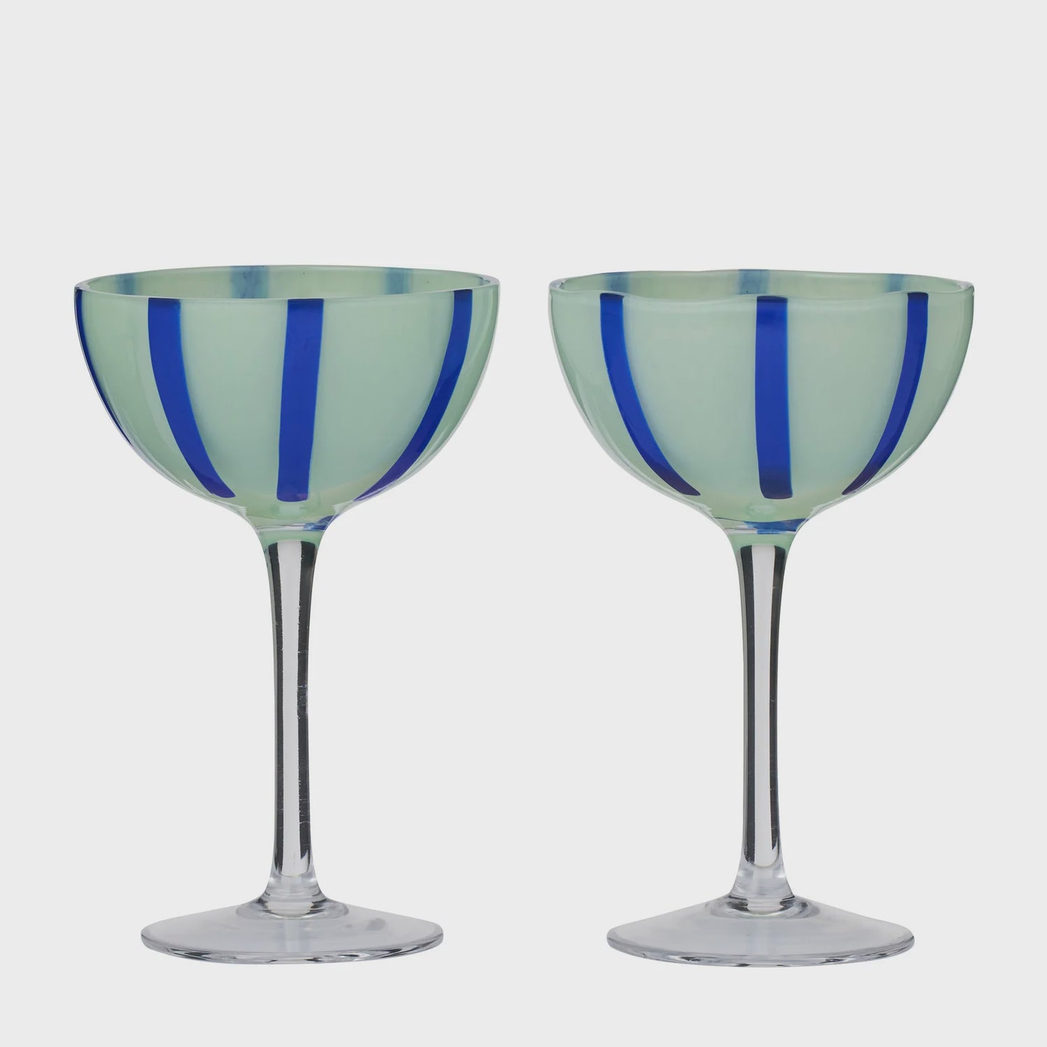 Apertivo Glass Coupes Set of 2 - Green/Blue