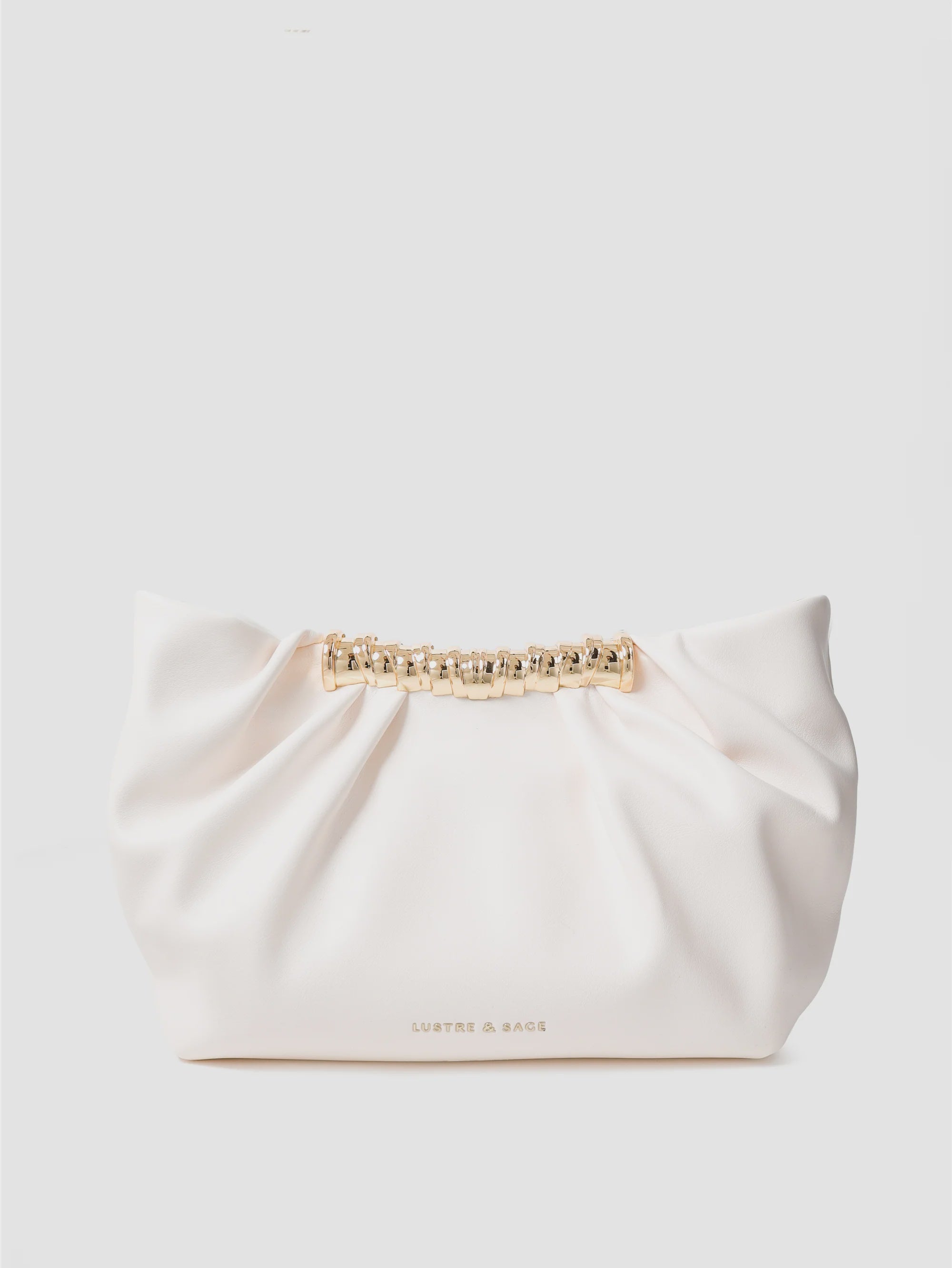 Aura Gathered Clutch Bag in Cream