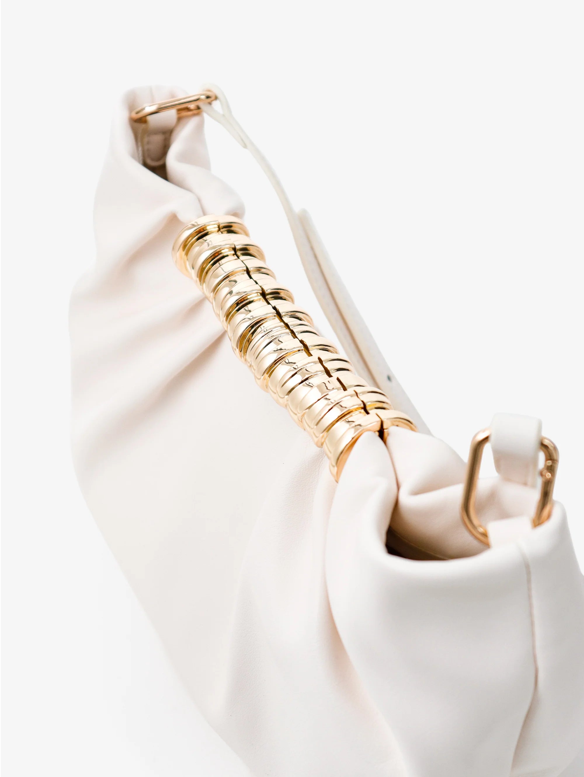 Aura Gathered Clutch Bag in Cream