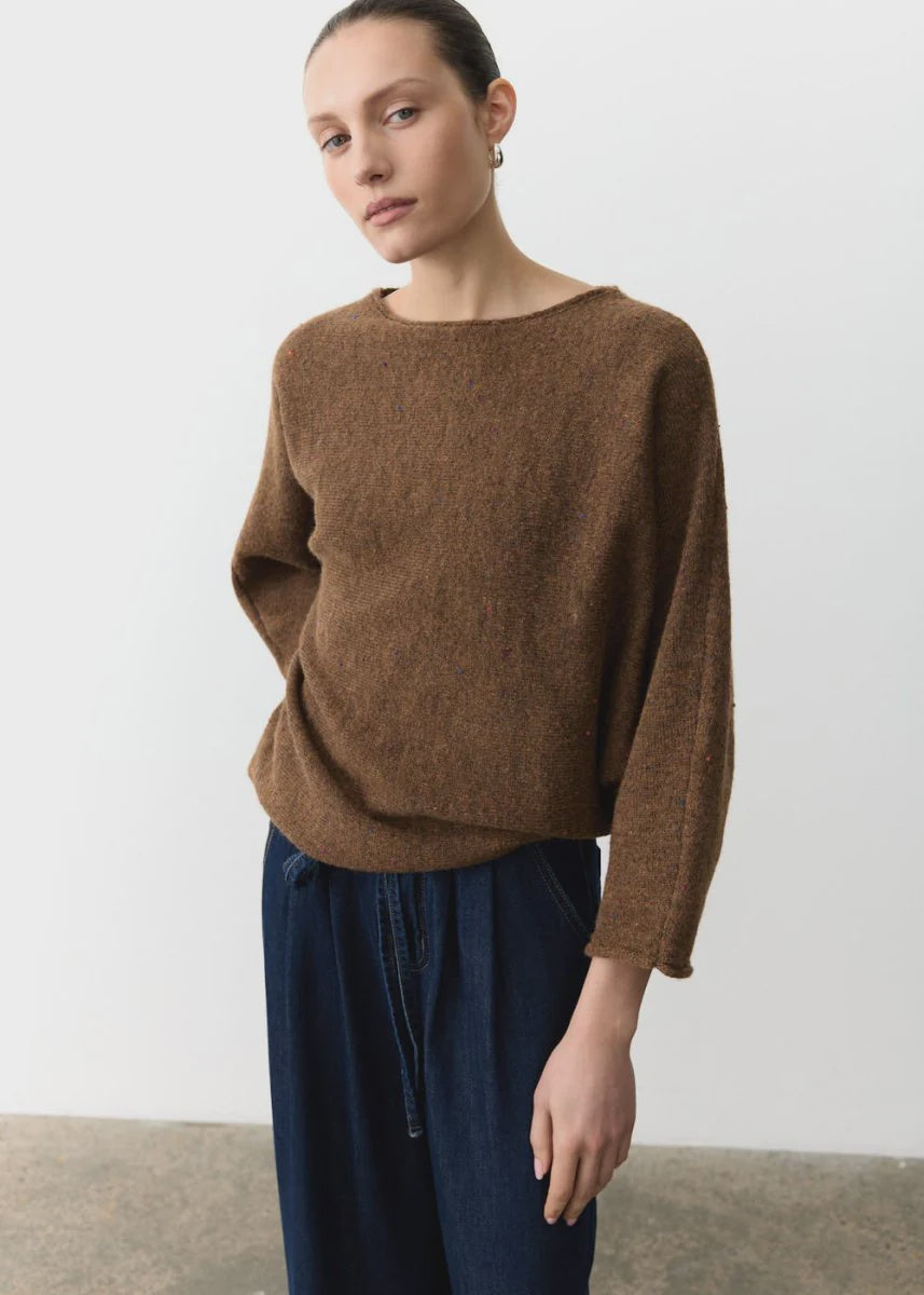 Batwing Speckle Jumper - Cinnamon