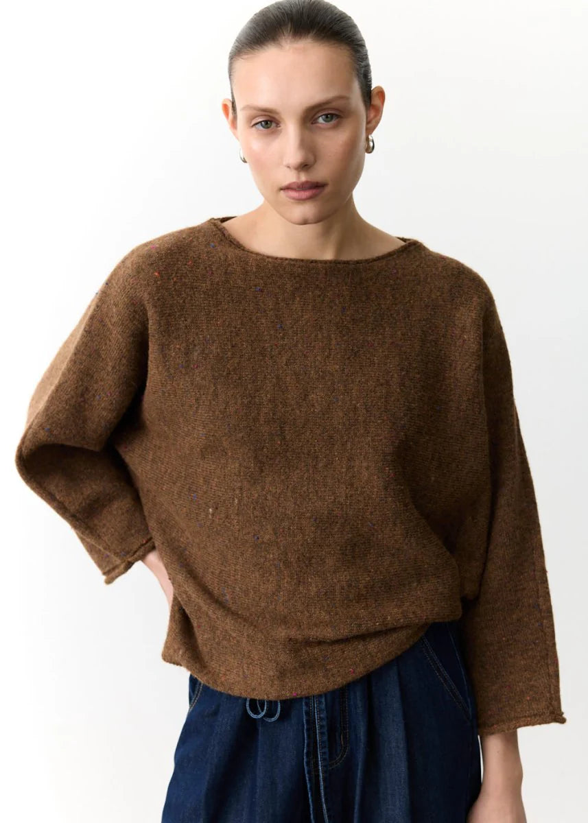 Batwing Speckle Jumper - Cinnamon