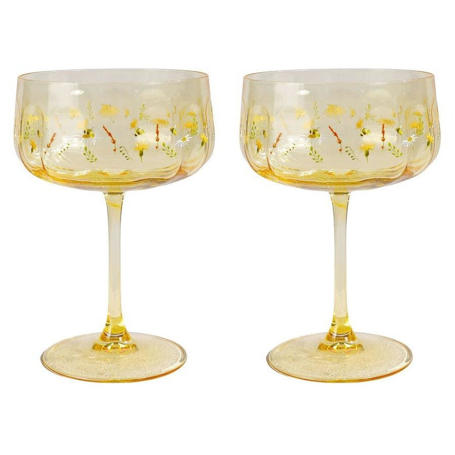 Bee Meadow Coupe Glasses - Set of 2