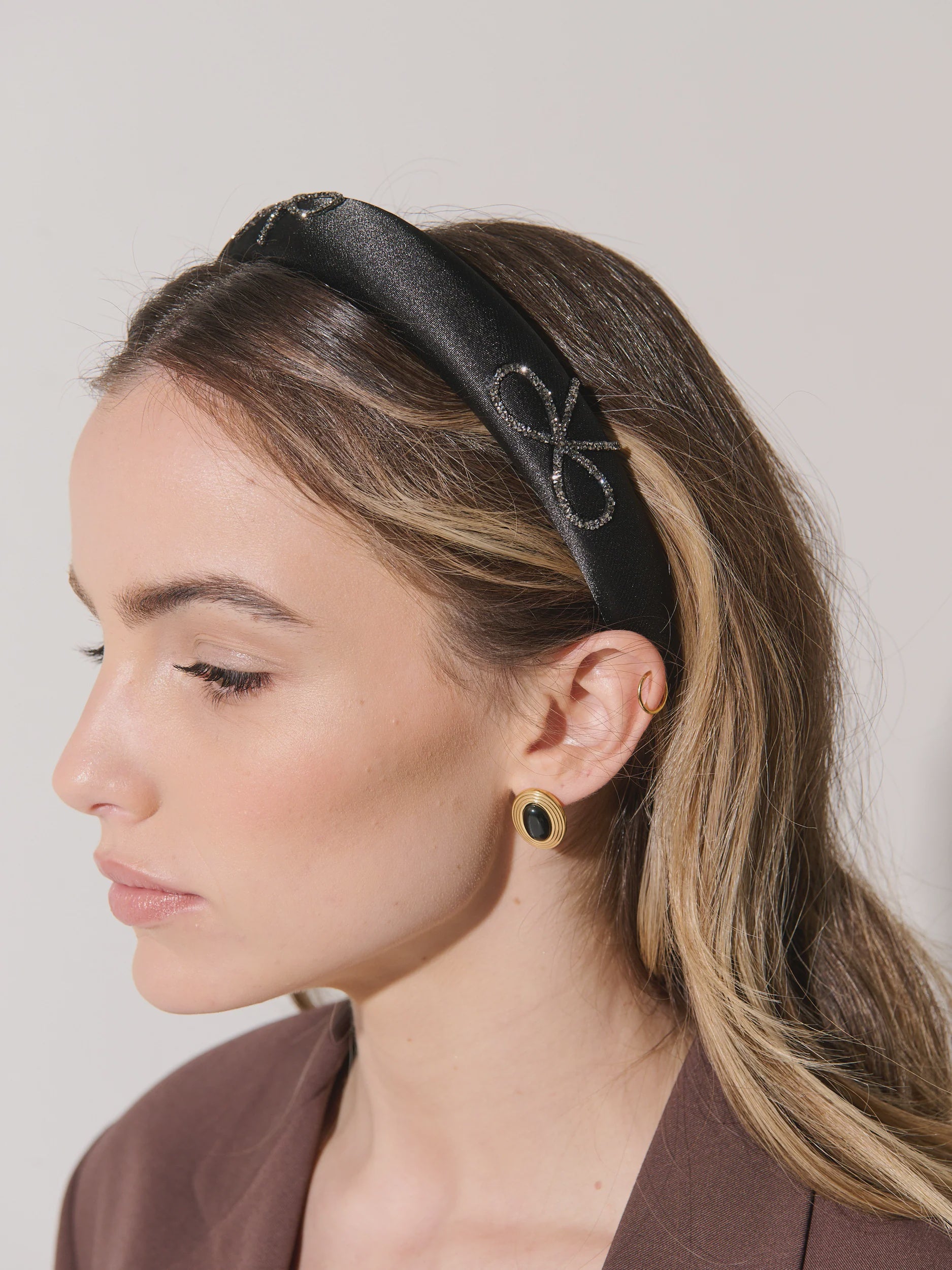 Black Diamante Bow Headband