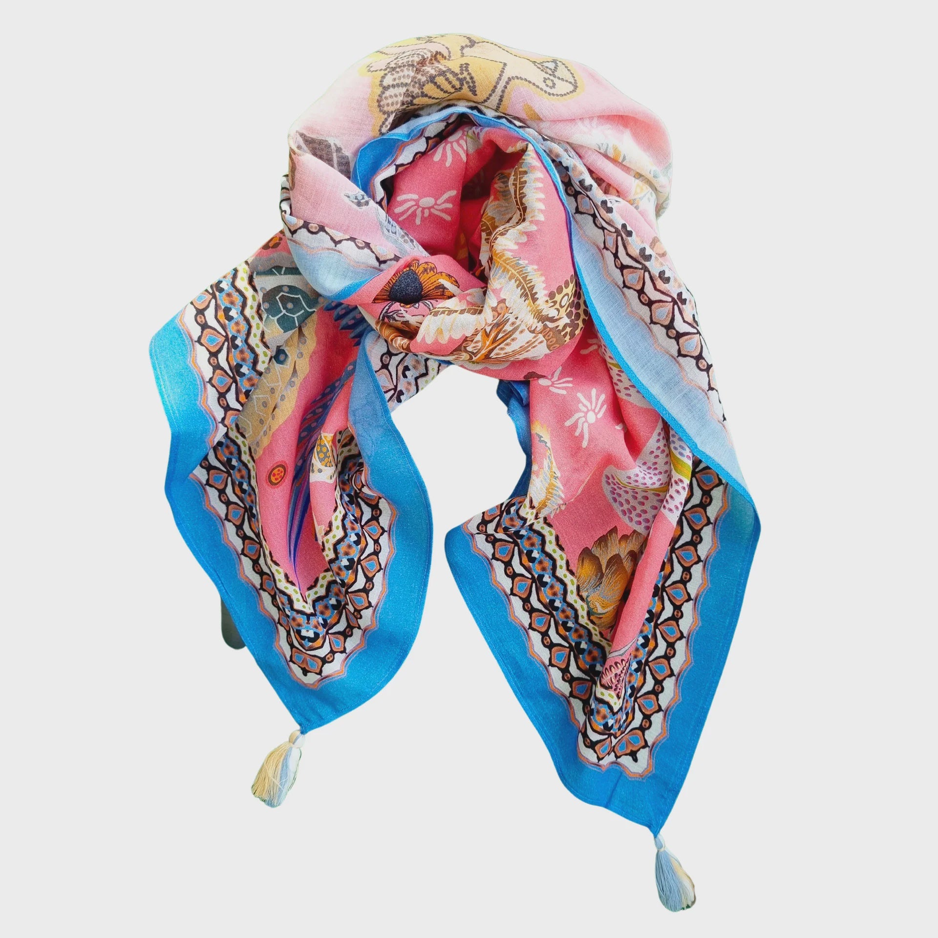 Blue & Pink Tribal Scarf