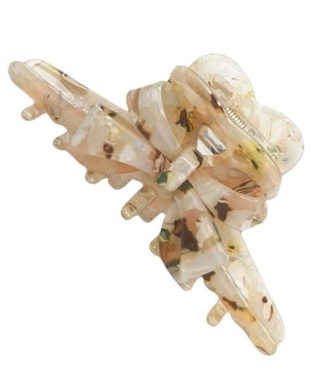 Marble Bow Claw Clip - Green