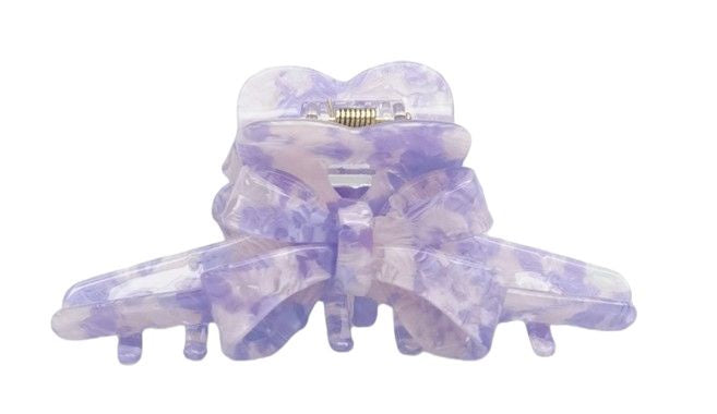 Marble Bow Claw Clip - Purple