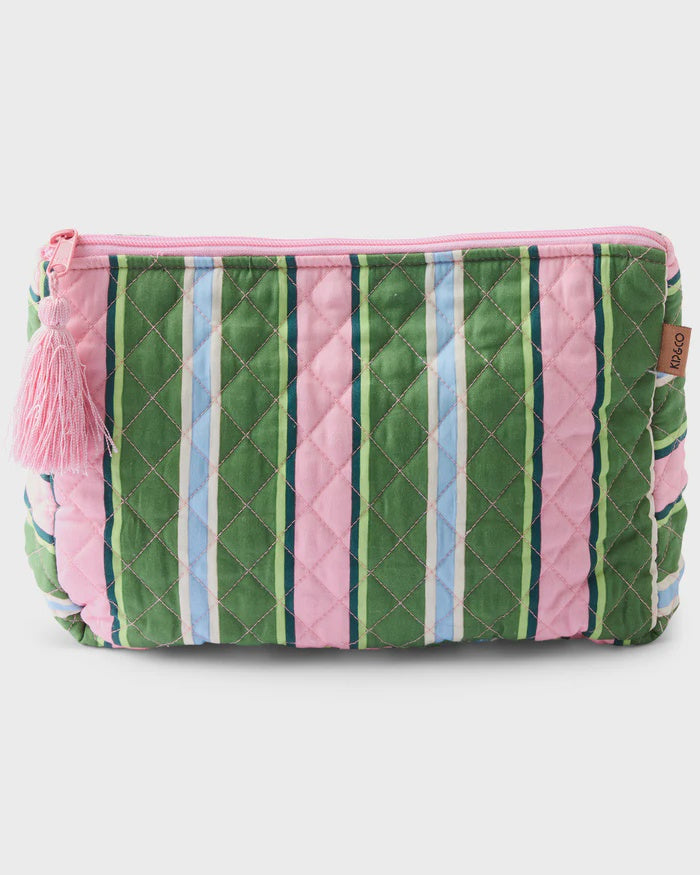 Cactus Stripe Quilted Cotton Toiletry Purse