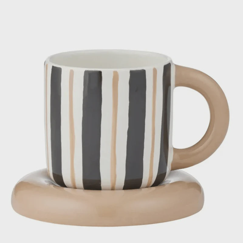 Candy Ceramic Cup & Saucer - Black/Natural