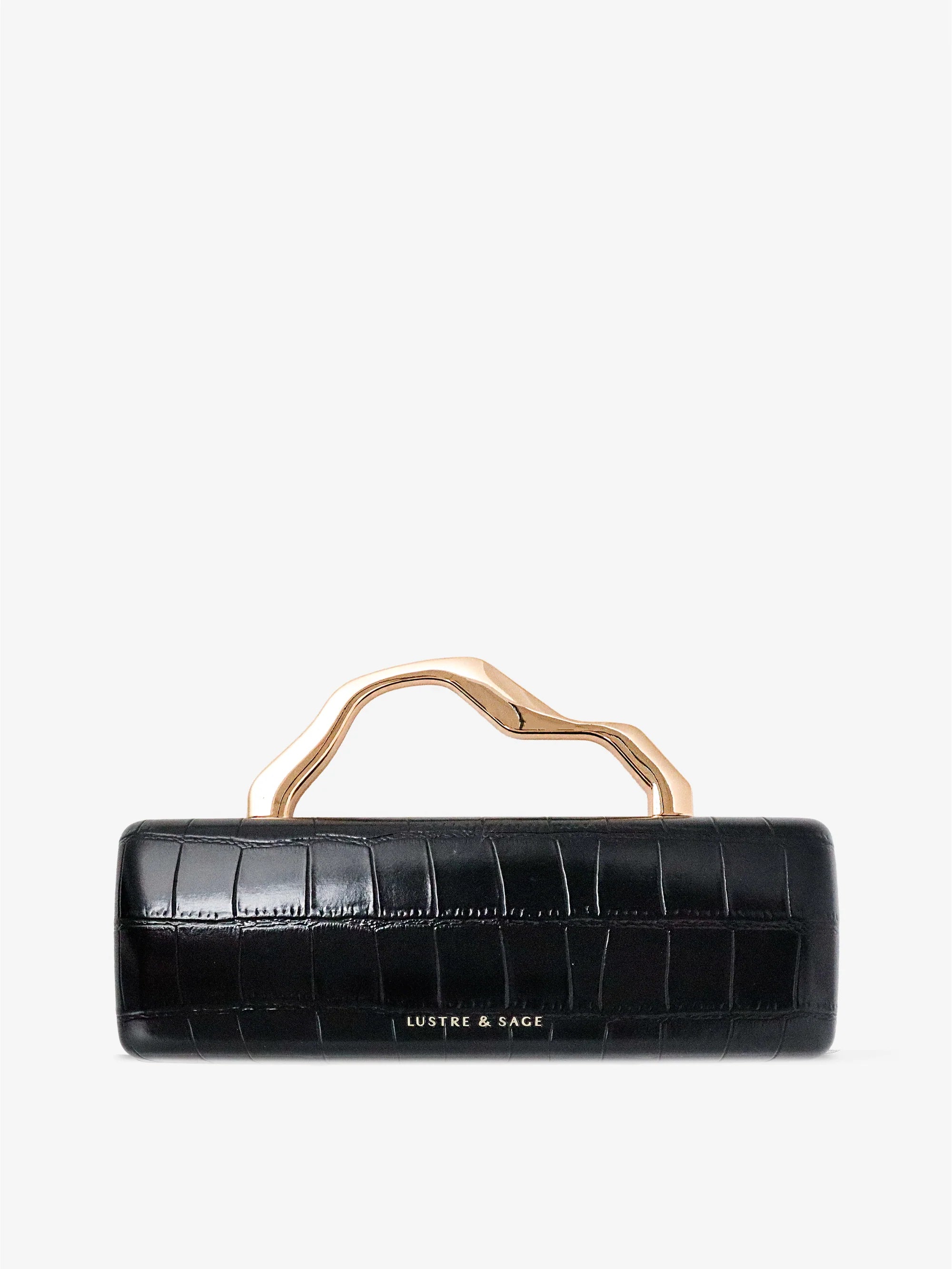 Celeste Croc Clutch in Black