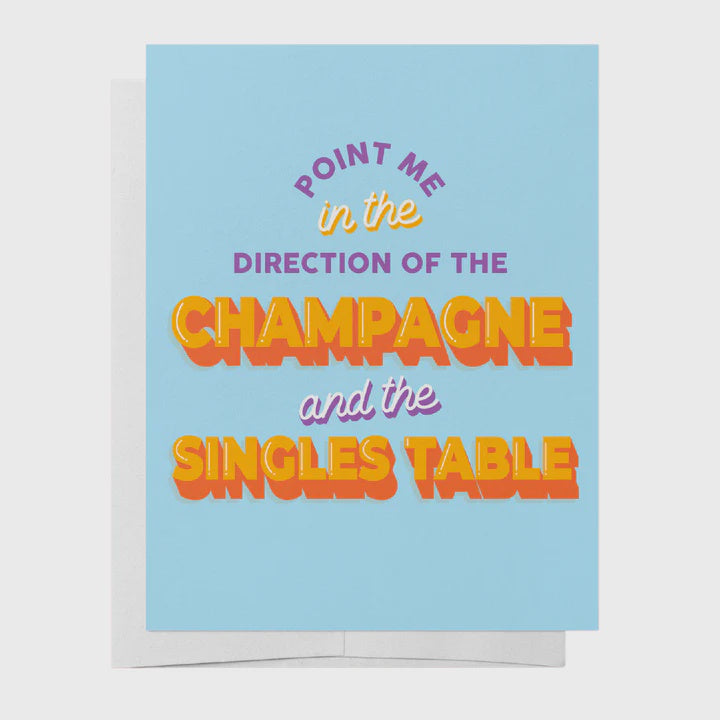 Champagne & Singles Table Wedding Greeting Card