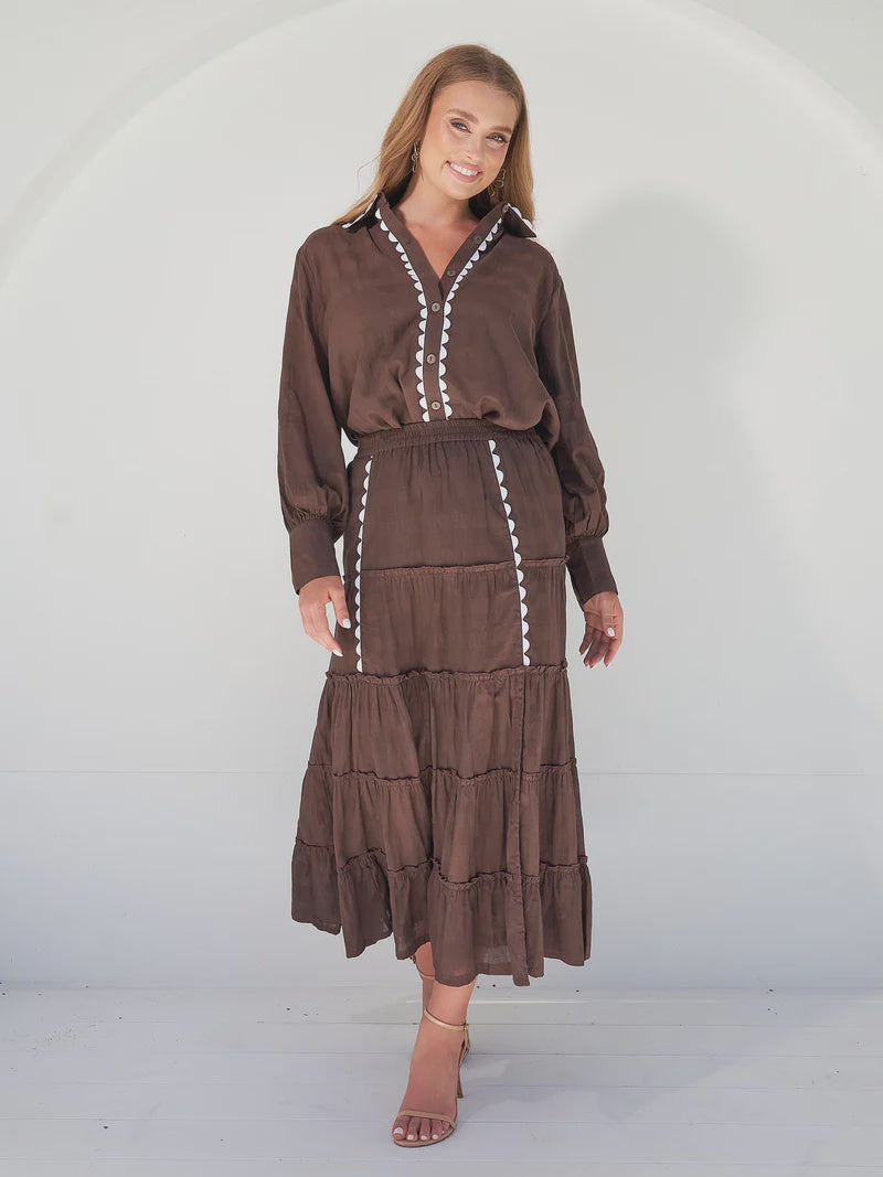 Charlotte Shirt - Chocolate Dobby